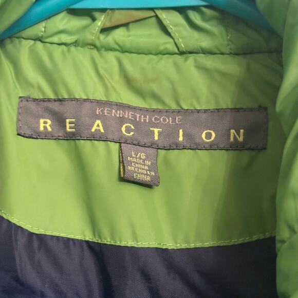 Kenneth Cole Reaction Green Sleeveless Warm Fall Puffer Vest sz L w/ Pockets - Picture 10 of 10